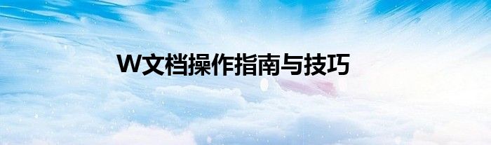 W文档操作指南与技巧
