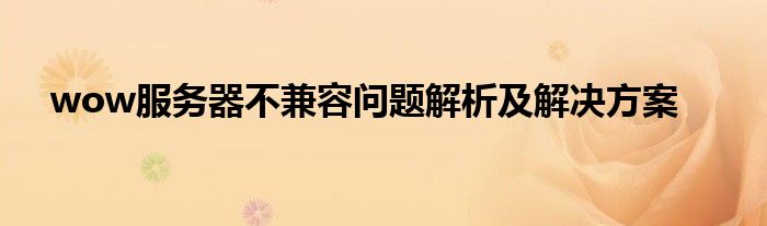 wow服务器不兼容问题解析及解决方案