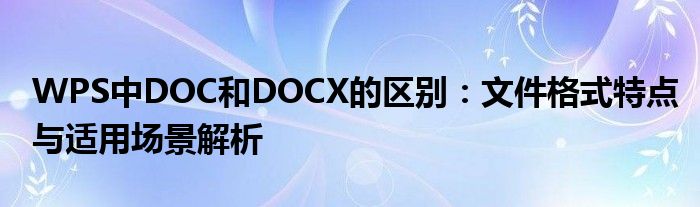WPS中DOC和DOCX的区别：文件格式特点与适用场景解析