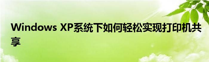 Windows XP系统下如何轻松实现打印机共享