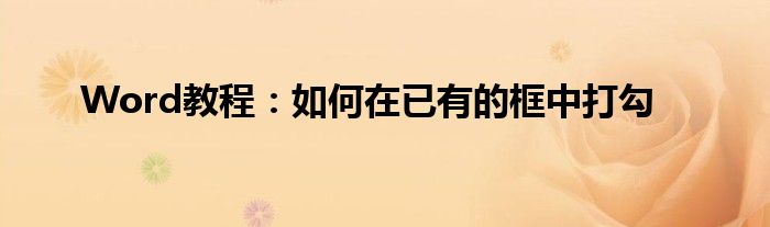 Word教程：如何在已有的框中打勾