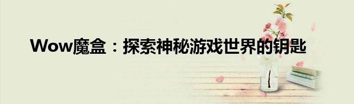 Wow魔盒：探索神秘游戏世界的钥匙