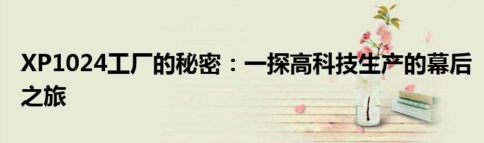 XP1024工厂的秘密：一探高科技生产的幕后之旅