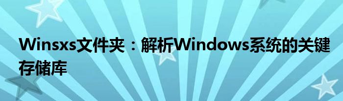 Winsxs文件夹：解析Windows系统的关键存储库