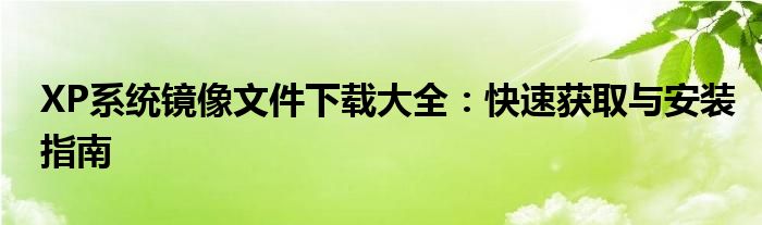 XP系统镜像文件下载大全：快速获取与安装指南