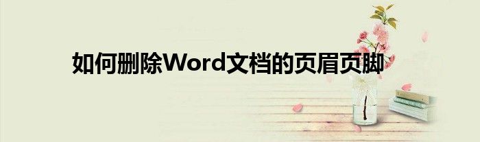 如何删除Word文档的页眉页脚