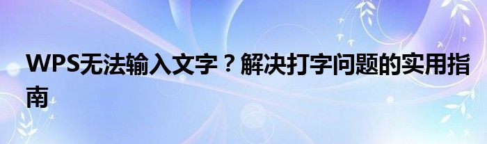 WPS无法输入文字？解决打字问题的实用指南