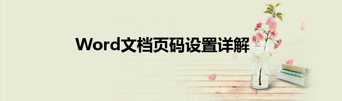 Word文档页码设置详解