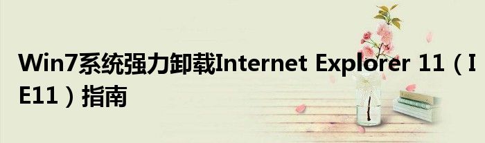 Win7系统强力卸载Internet Explorer 11（IE11）指南