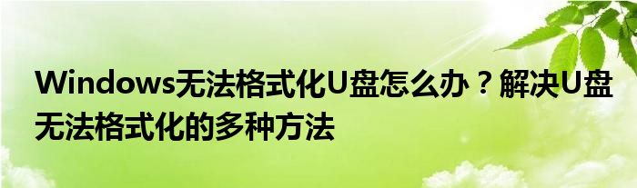 Windows无法格式化U盘怎么办？解决U盘无法格式化的多种方法