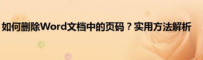 如何删除Word文档中的页码？实用方法解析