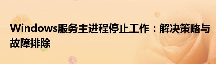 Windows服务主进程停止工作：解决策略与故障排除