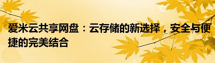 爱米云共享网盘：云存储的新选择，安全与便捷的完美结合