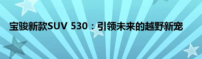 宝骏新款SUV 530：引领未来的越野新宠