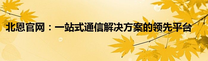 北恩官网：一站式通信解决方案的领先平台