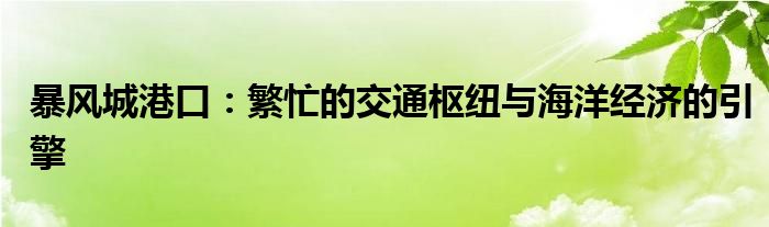 暴风城港口：繁忙的交通枢纽与海洋经济的引擎