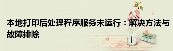 本地打印后处理程序服务未运行：解决方法与故障排除
