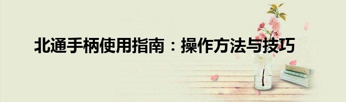 北通手柄使用指南：操作方法与技巧