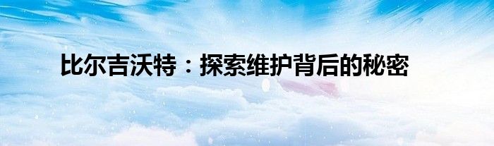 比尔吉沃特：探索维护背后的秘密