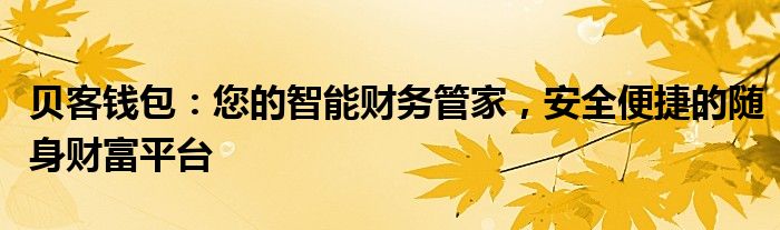 贝客钱包：您的智能财务管家，安全便捷的随身财富平台