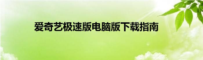 爱奇艺极速版电脑版下载指南