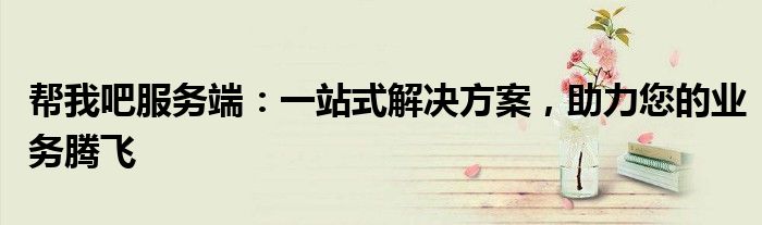 帮我吧服务端：一站式解决方案，助力您的业务腾飞