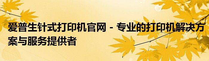 爱普生针式打印机官网 - 专业的打印机解决方案与服务提供者
