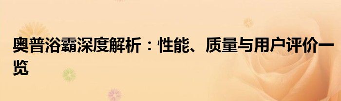 奥普浴霸深度解析：性能、质量与用户评价一览