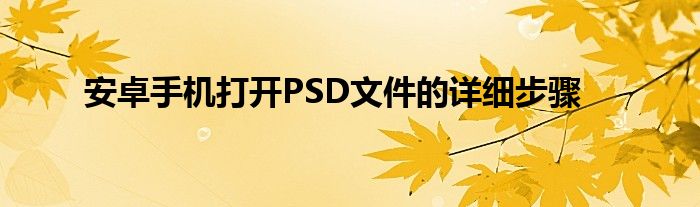 安卓手机打开PSD文件的详细步骤