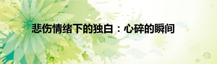 悲伤情绪下的独白：心碎的瞬间