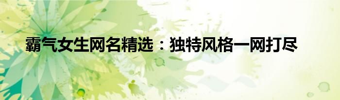 霸气女生网名精选：独特风格一网打尽