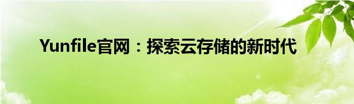 Yunfile官网：探索云存储的新时代