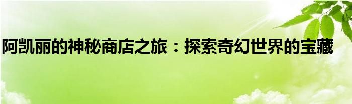 阿凯丽的神秘商店之旅：探索奇幻世界的宝藏