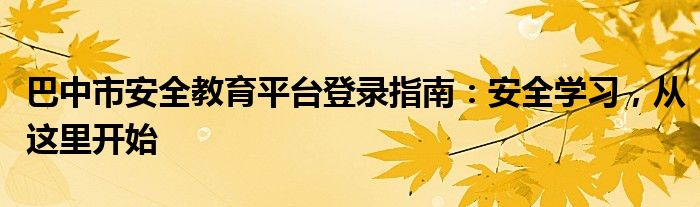 巴中市安全教育平台登录指南：安全学习，从这里开始