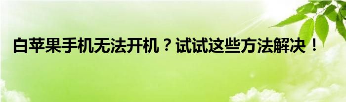 白苹果手机无法开机？试试这些方法解决！