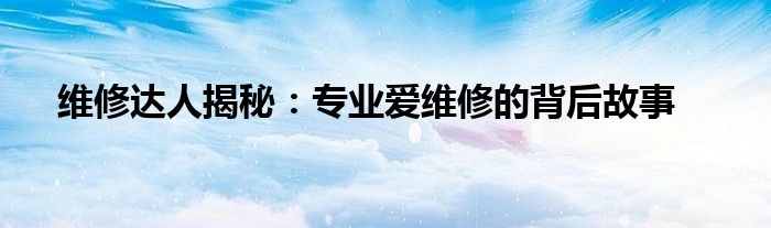 维修达人揭秘：专业爱维修的背后故事