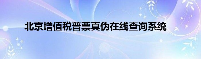 北京增值税普票真伪在线查询系统