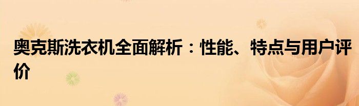 奥克斯洗衣机全面解析：性能、特点与用户评价