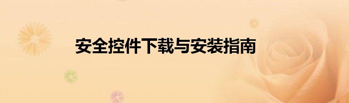 安全控件下载与安装指南