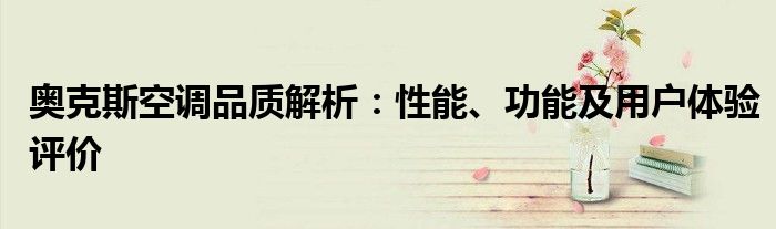 奥克斯空调品质解析：性能、功能及用户体验评价