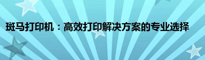斑马打印机：高效打印解决方案的专业选择