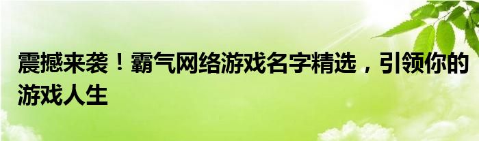 震撼来袭！霸气网络游戏名字精选，引领你的游戏人生