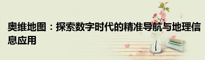 奥维地图：探索数字时代的精准导航与地理信息应用