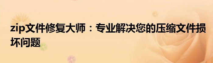 zip文件修复大师：专业解决您的压缩文件损坏问题