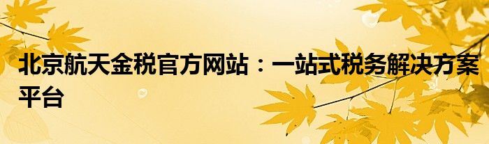 北京航天金税官方网站：一站式税务解决方案平台