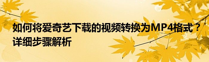 如何将爱奇艺下载的视频转换为MP4格式？详细步骤解析