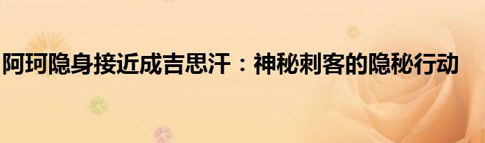 阿珂隐身接近成吉思汗：神秘刺客的隐秘行动