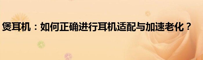煲耳机：如何正确进行耳机适配与加速老化？