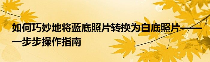 如何巧妙地将蓝底照片转换为白底照片——一步步操作指南