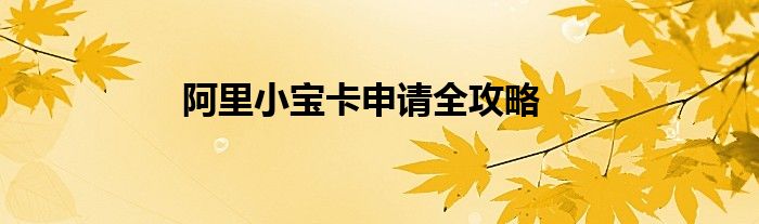 阿里小宝卡申请全攻略
